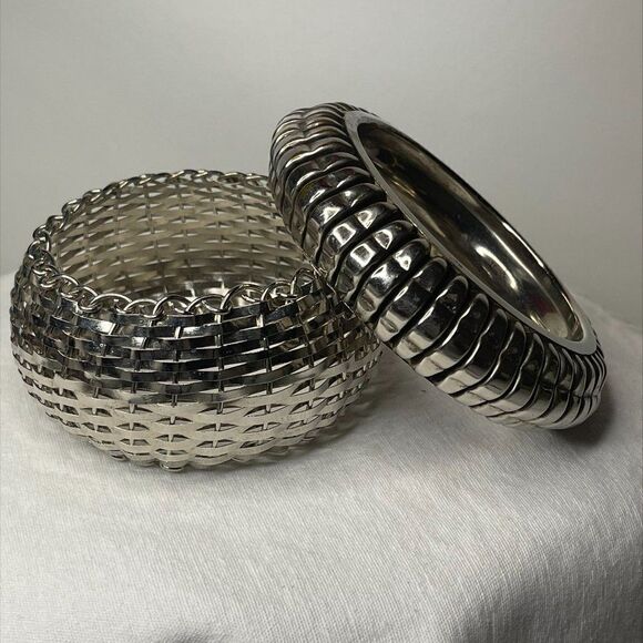 Bracelet pair in silver tones.  Statement pieces separate or together. - Picture 1 of 2